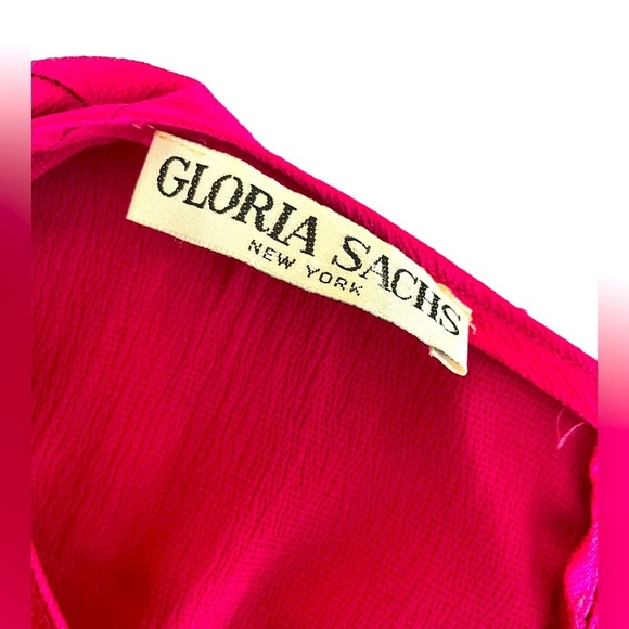 Gloria Sachs fushia pink silky blouse top- size 6 - vintage 90’s office wear - Picture 7 of 8